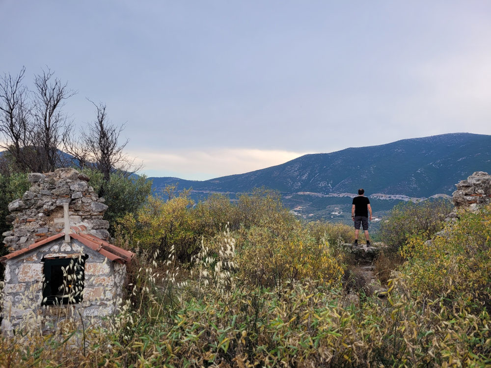 Blick zum Campingplatz hinunter